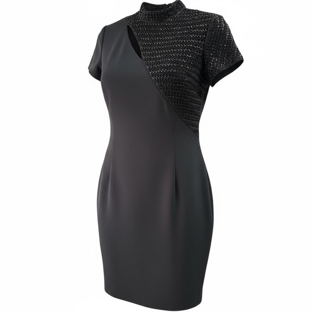 Liz Claiborne Black Beaded  Dress  Womens  size 6 Elegant Evening.